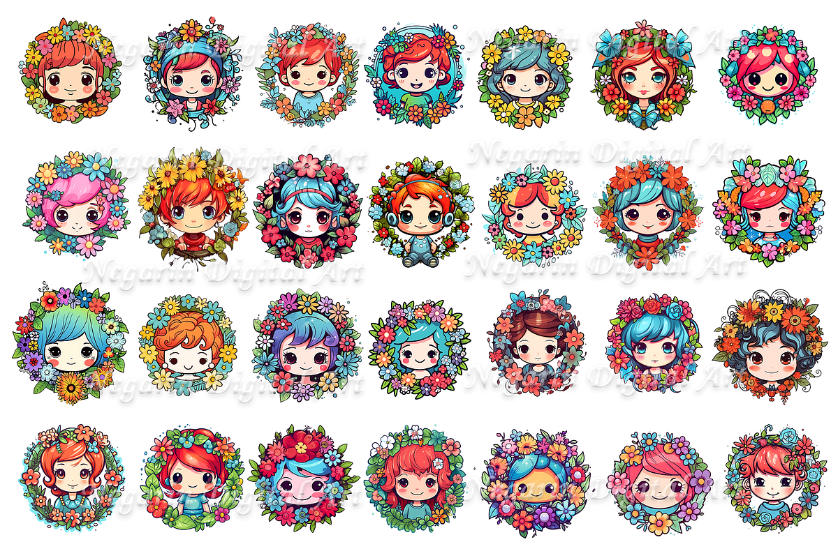 Watercolor Cute Kids Wreath Clipart, an Object Graphic by Negarin Digital Art (Photo 3 of 11)