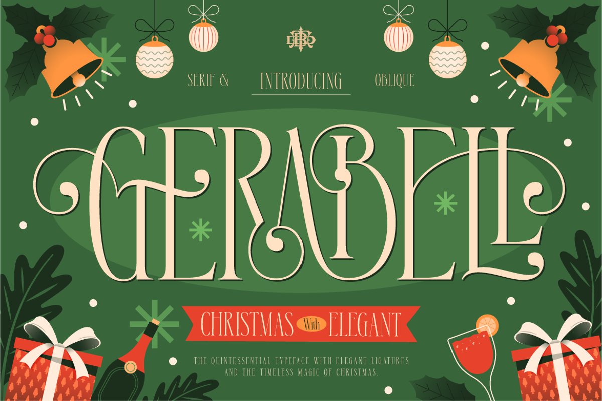 Gerabell - Condensed Christmas Serif, a Serif Font by Burntilldead (Photo 1 of 12)