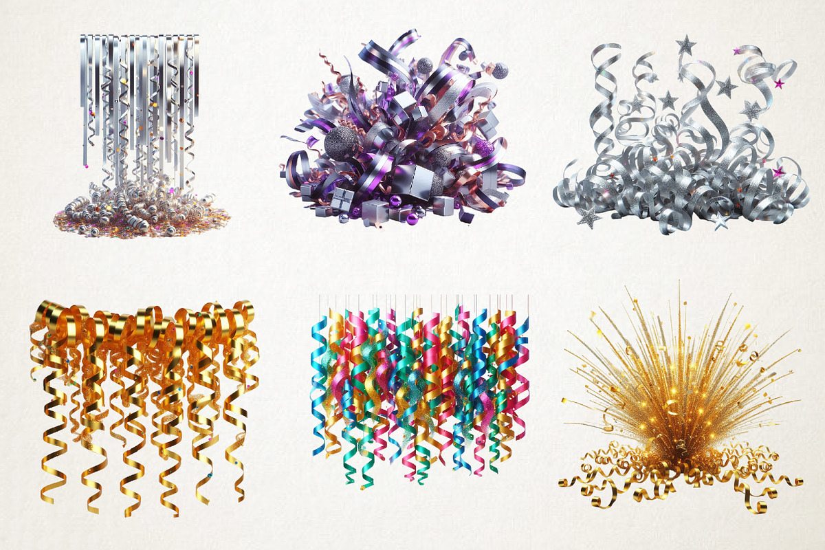 Confetti and Streamers New Year Clip, an Illustration by RobertsArt (Photo 3 of 4)