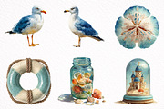 Watercolor Beach Vibes Clipart, an Illustration by DreamArtGraphic (Thumbnail 2 of 8)