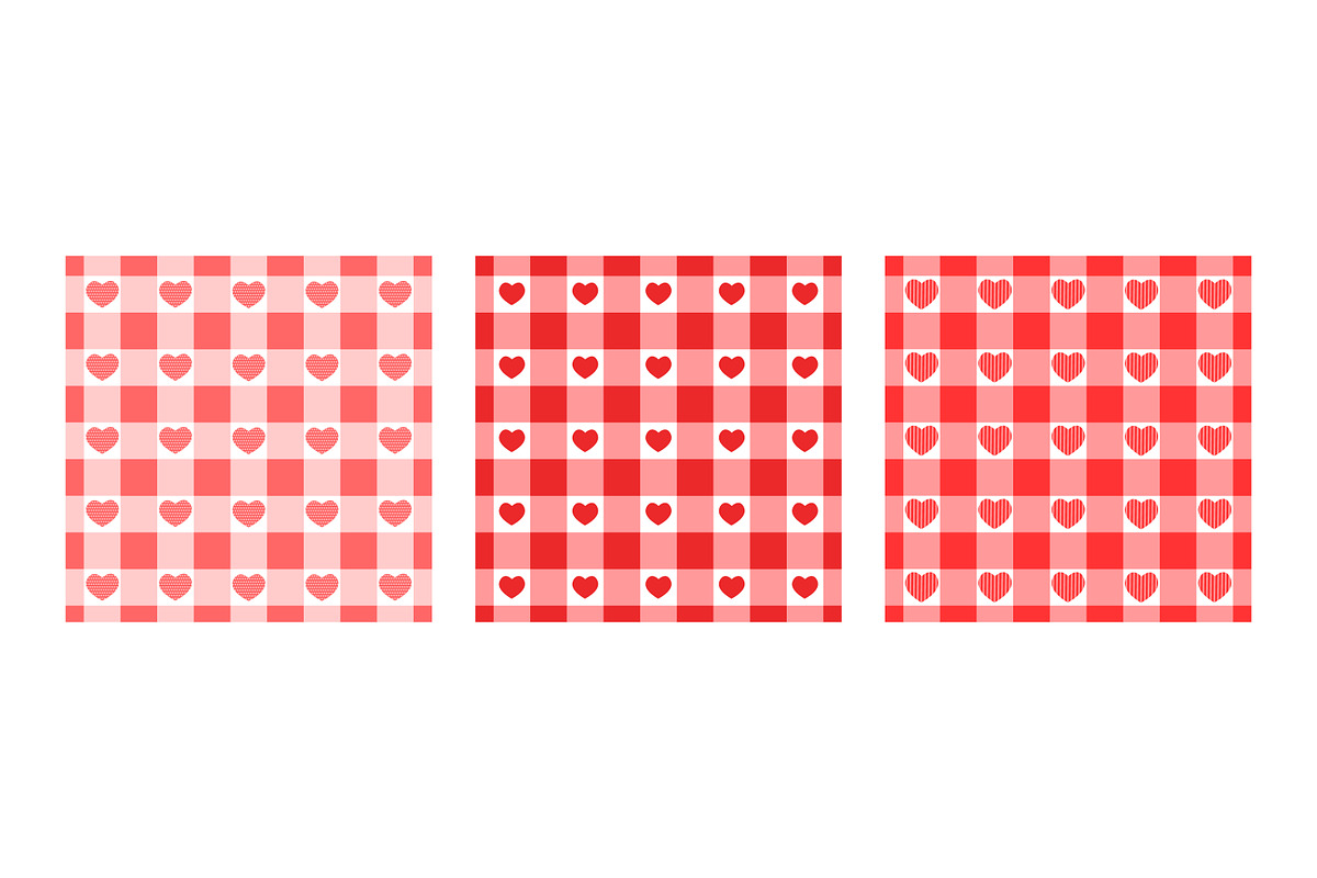 Vichy patterns with hearts, a Pattern Graphic by vikkishop (Photo 2 of 2)
