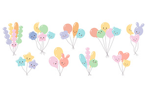 Birthday balloons characters. Doodle, an Object Illustration by Valerie Bodnar