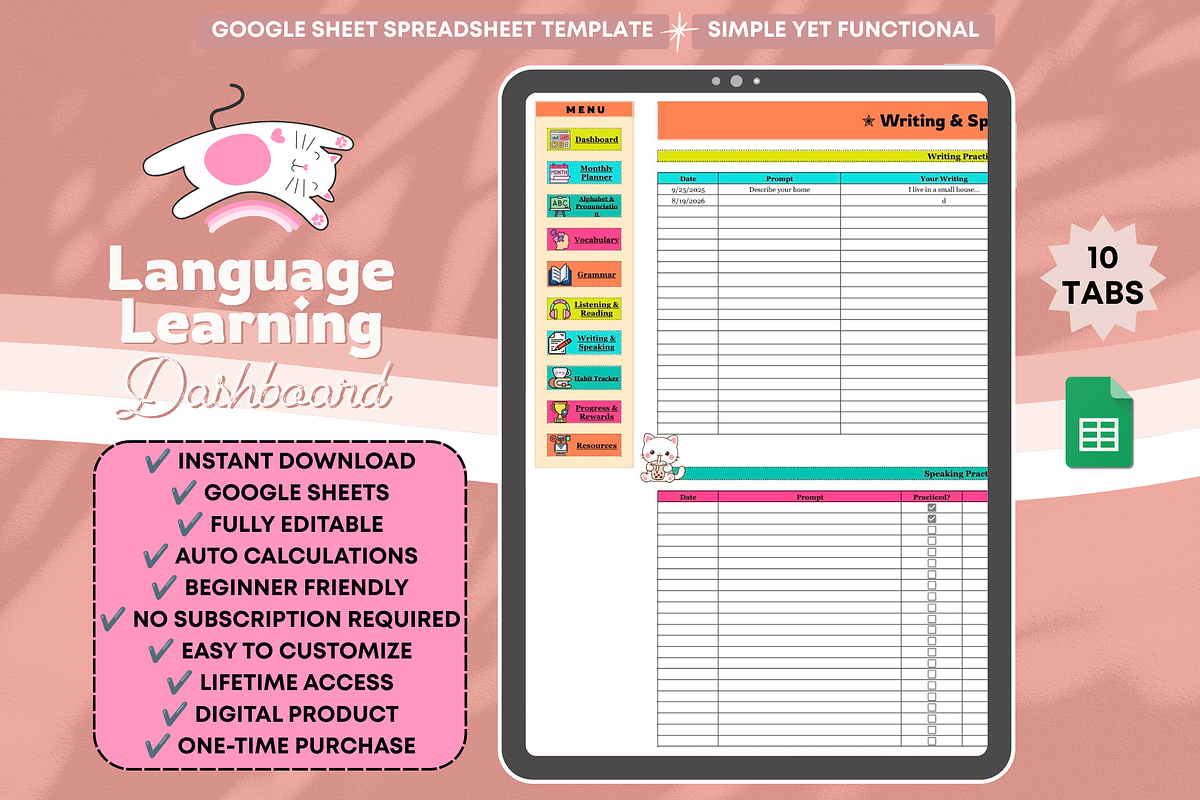 Language Learning Dashboard, a Stationery Template by bellaROSEworkshop (Photo 2 of 6)