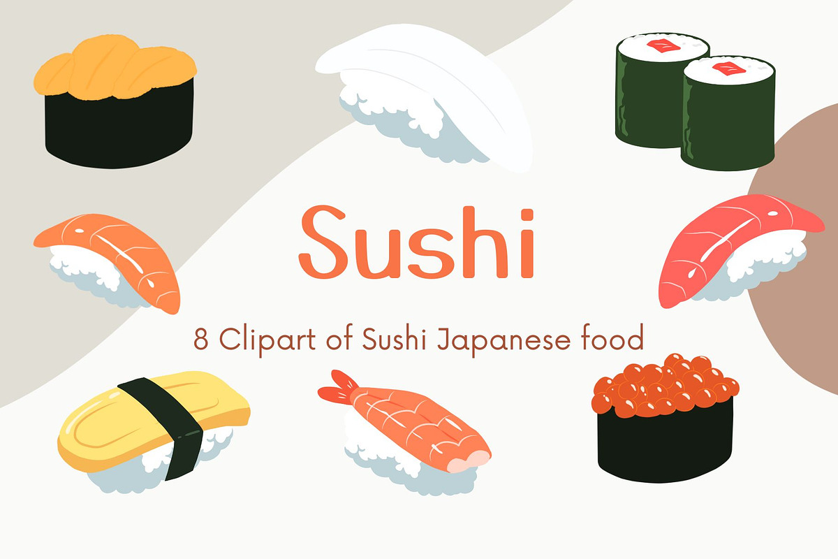 8 Clipart of Sushi Japanese food, a Food & Drink Photo by PKshop (Photo 2 of 3)