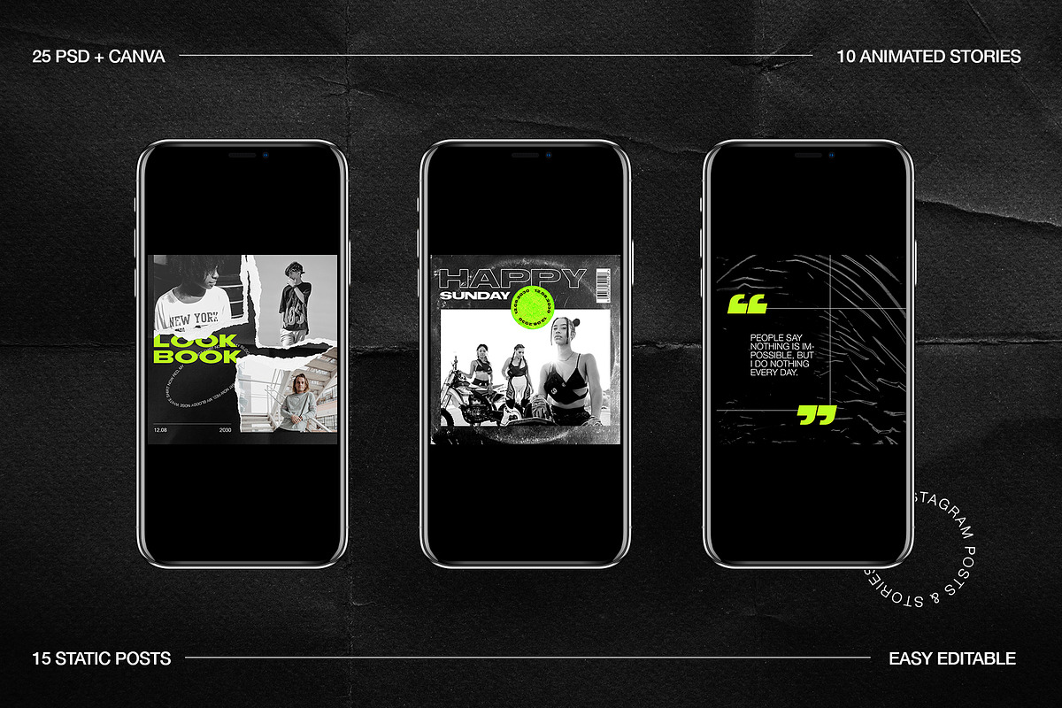 Neon Instagram PSD + Canva, a Social Media Template by Marie T (Photo 9 of 15)