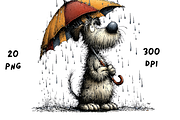 Whimsical Rainy Dog Clipart, an Animal Illustration by GiraffeCreative (Thumbnail 8 of 20)