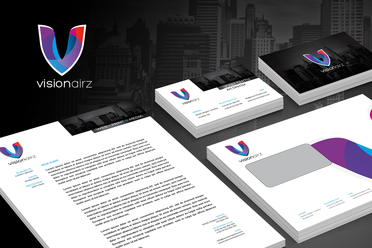 RW Visionairz Modern Identity + Logo, a Stationery Template by Reclameworks (Photo 1 of 5)