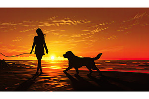 animal silhouette walking dog ai, an Animal Photo by pikepicture