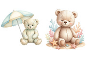 Coastal Summer Teddy Bear Clipart, an Illustration by SinaCreation (Thumbnail 2 of 11)