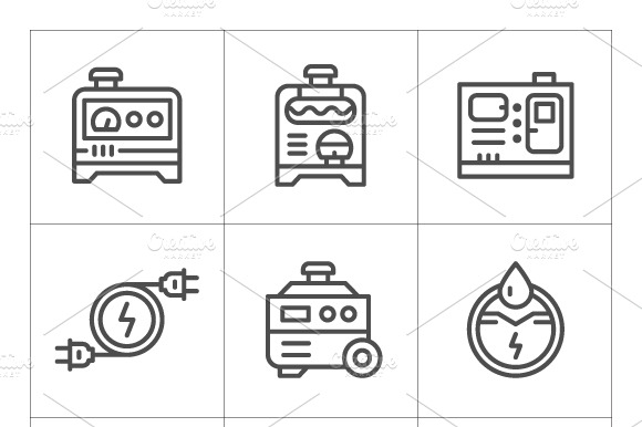 Set Icons Of Electrical Generator