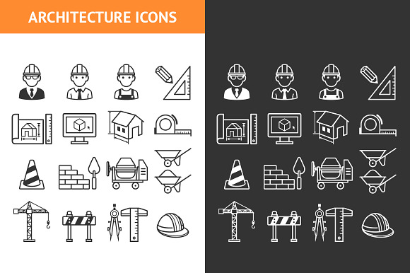 Architecture Construction Icons Set
