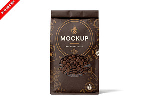 Kraft Coffee Pouch PSD, a Packaging Mockup by Bruno's Shop