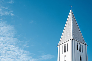 Modern white church tower, an Architecture Photo by MistyDay