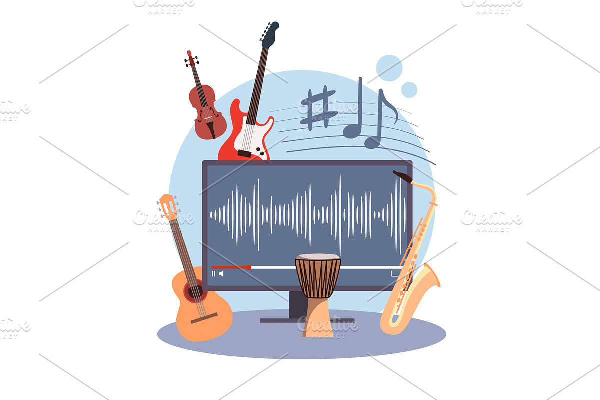 Music video. Audio composition, a Technology Illustration by YummyBuum