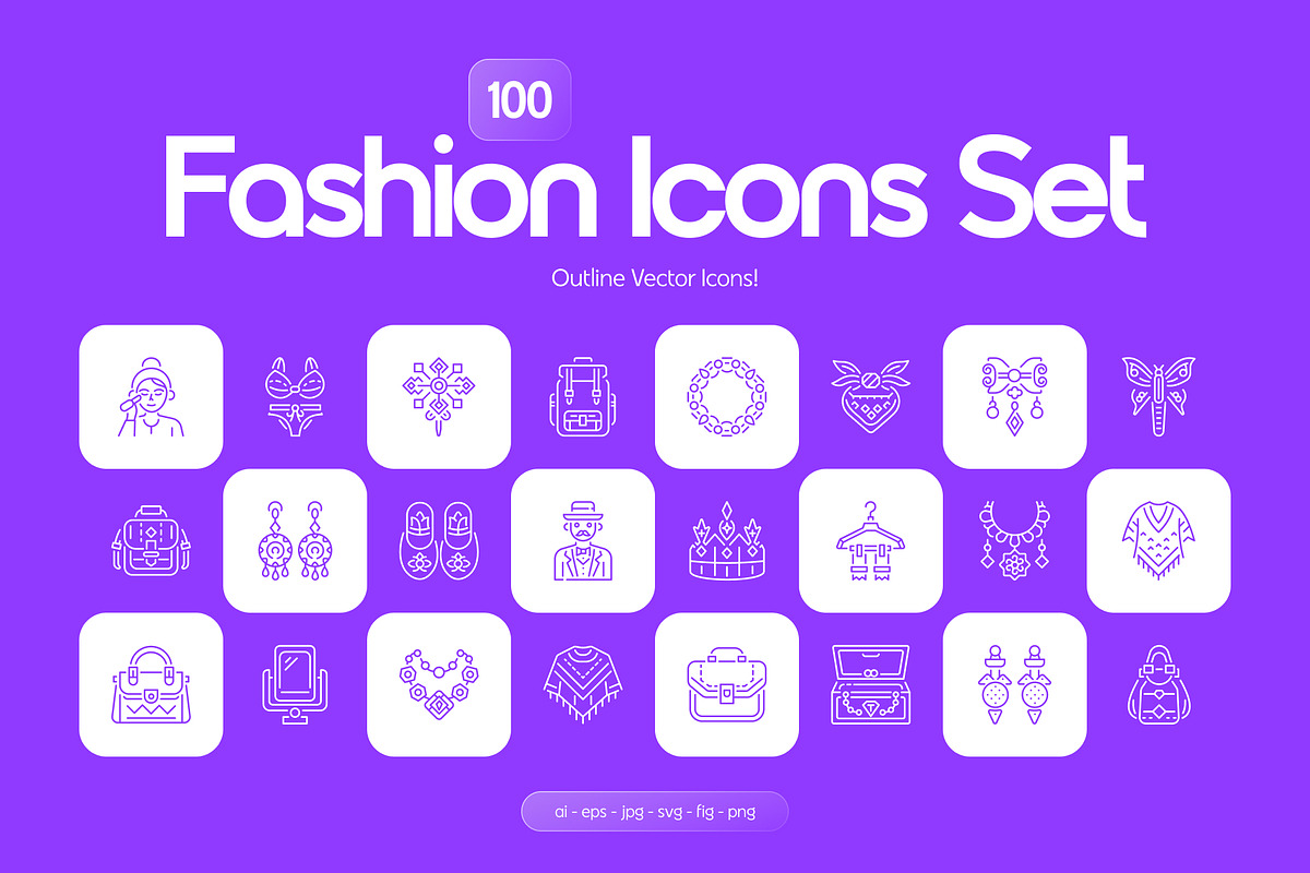 Fashion Icons Set, an Outline Icon by Prosymbols (Photo 1 of 7)