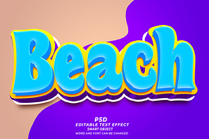 PSD Beach 3d Editable Text Effect