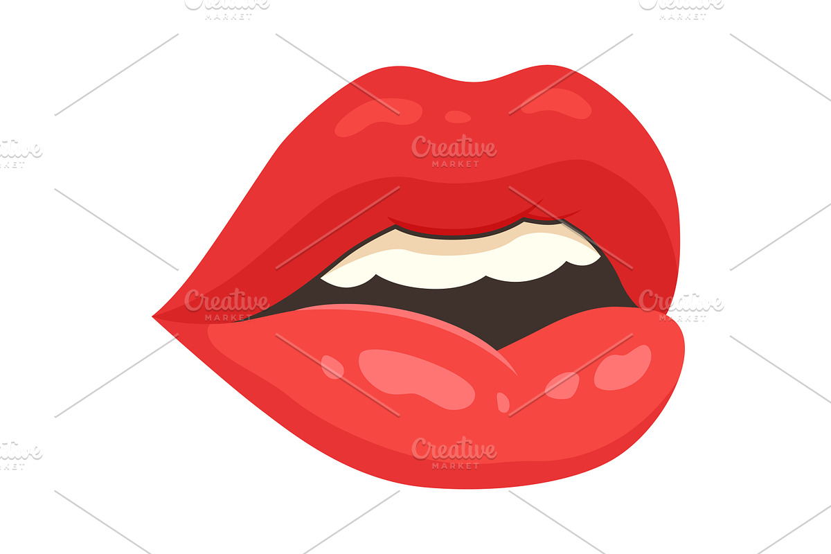 Red lip female. Woman expressed, an Illustration by the8monkey