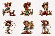 Whimsical Western Cowgirl Clipart, an Illustration by CreationArt (Thumbnail 6 of 6)