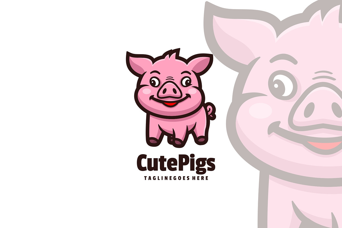Cute Pigs Mascot Cartoon Logo., a Branding & Logo Template by ModalTampang