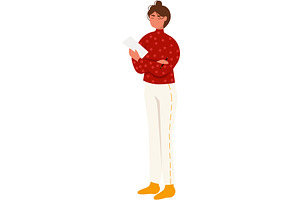 Pensive woman thinking about sketch, a Person Illustration by vectorpointstudio