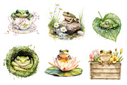 Spring Frogs Watercolor Clipart, an Illustration by CreationArt (Thumbnail 5 of 5)