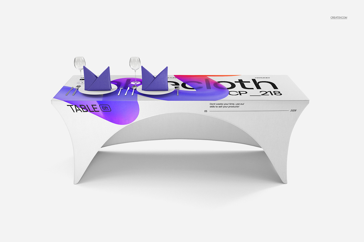 Stretch Tablecloth Mockup Set, a Merchandise Mockup by creatsy5 (Photo 6 of 10)