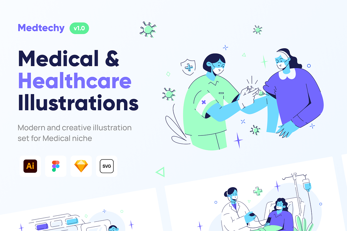 Medical Health Illustrations Set, a Healthcare Illustration by Illustraly Design