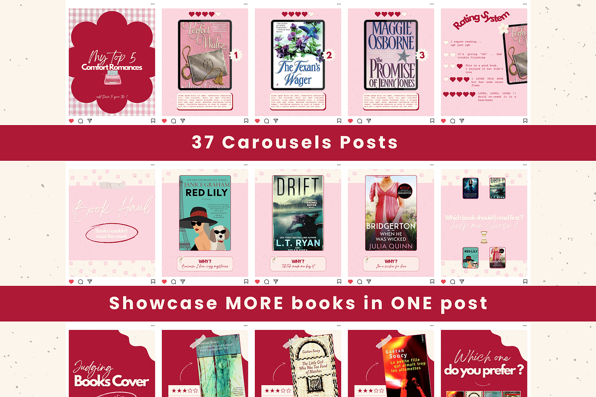 Bookstagram template Instagram Canva, a Social Media Template by PixelBloomClub (Photo 4 of 8)