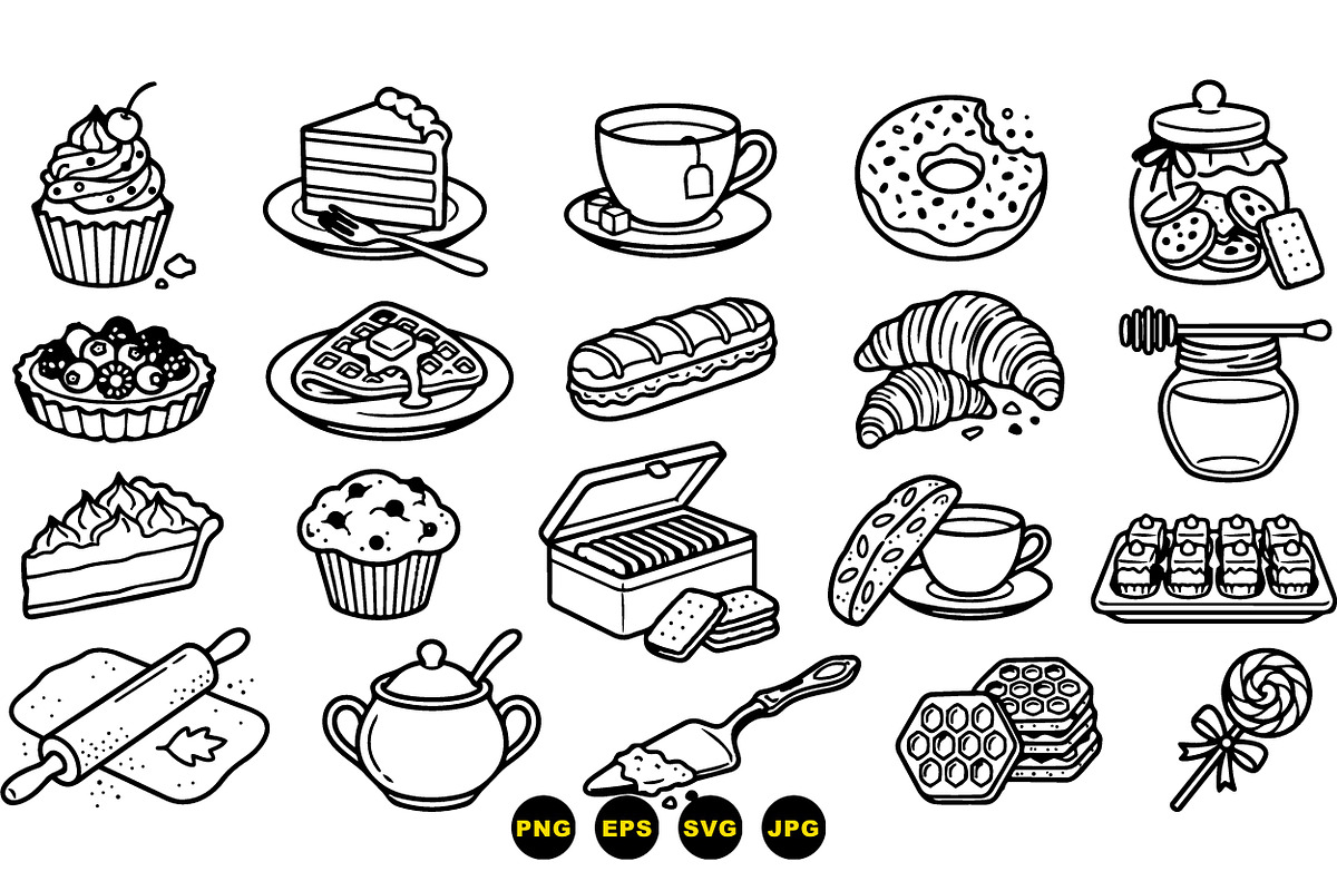 Vintage Bakery Treats Clipart Set, an Illustration by designvectx (Photo 2 of 3)