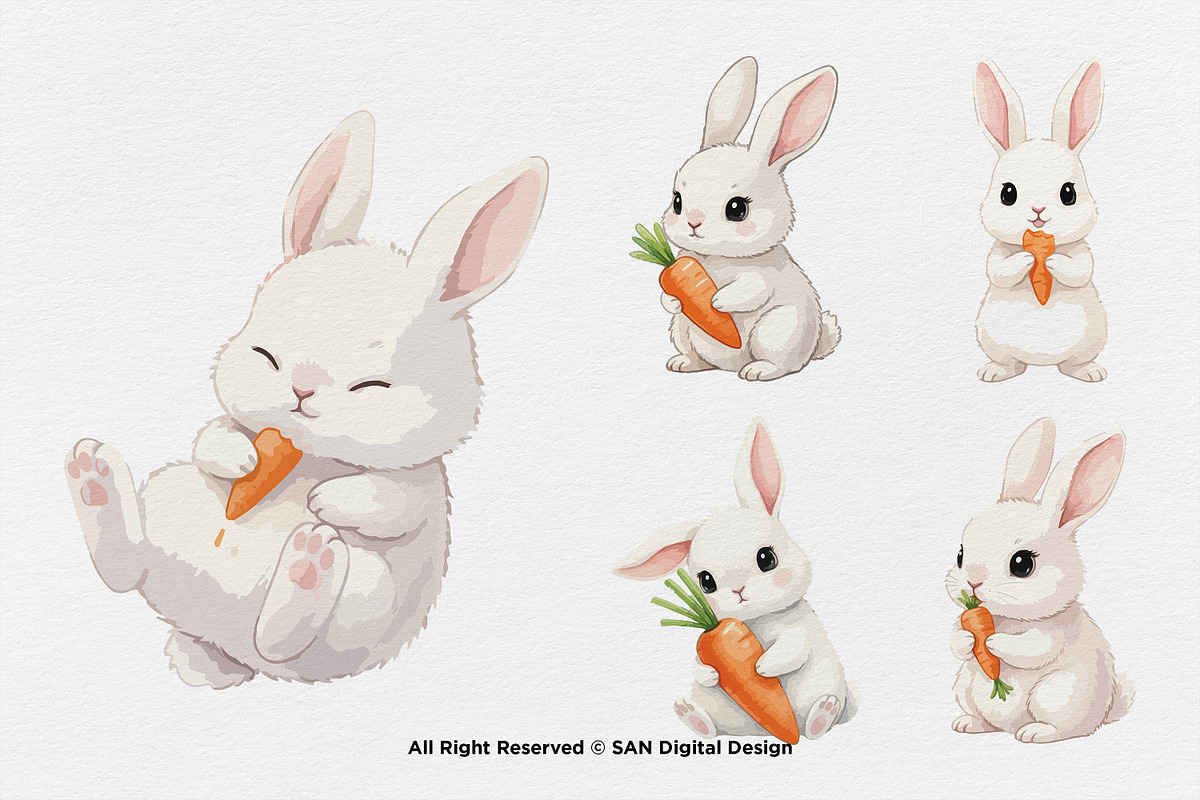 15 Bundle Watercolor White Rabbit, an Animal Illustration by Morspective (Photo 5 of 8)