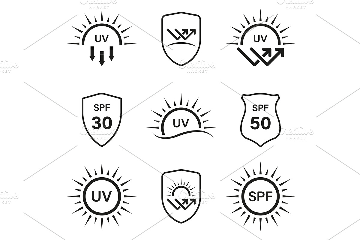 UV Sun Protect SPF Icon Set, an Object Illustration by Gentle Studio