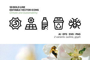 50 Climate And Sustainability Icons, an Outline Icon by Side Project