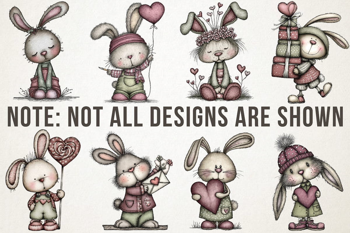 Whimsical Valentine Bunny Clipart, an Illustration by RobertsArt (Photo 6 of 7)