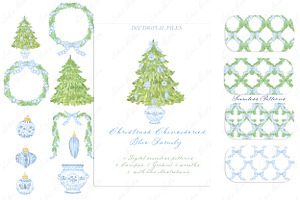 Chinoiserie Christmas Blue Family