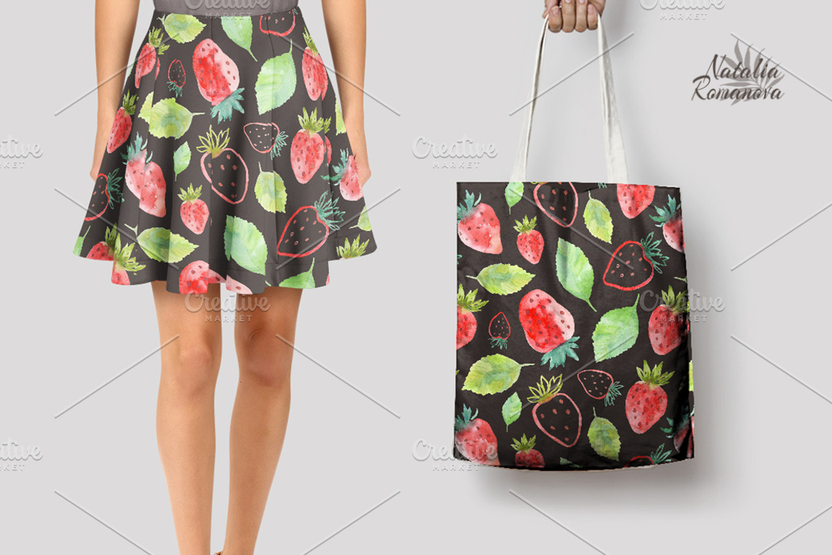 Strawberry watercolor design, an Illustration by BrushArtDesigns (Photo 5 of 7)