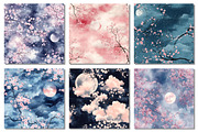 Sakura Digital Paper, Moonlight, a Texture Graphic by Dream Creation (Thumbnail 2 of 7)