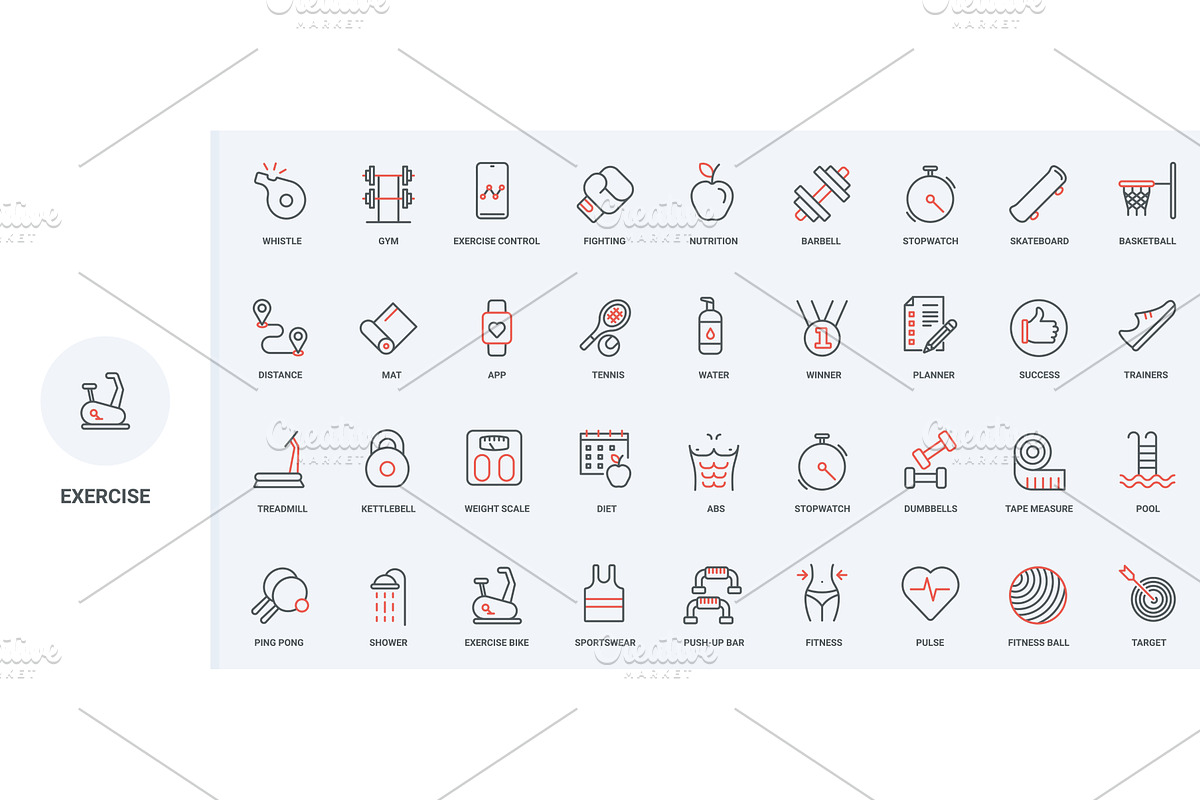 Game fitness exercise gym icons, a Sport Illustration by Lemberg Vector