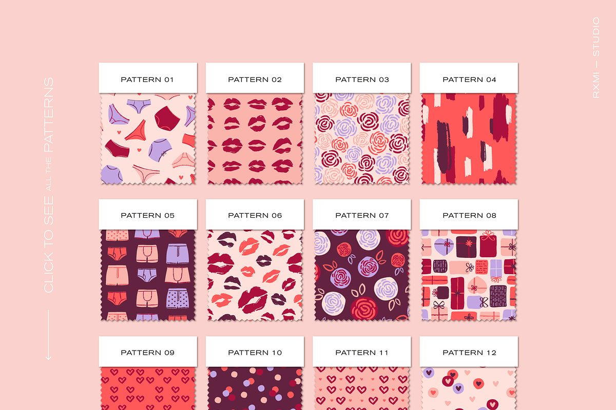 Valentine Kisses Pattern Collection, a Pattern Graphic by Rxmi Studio (Photo 8 of 9)