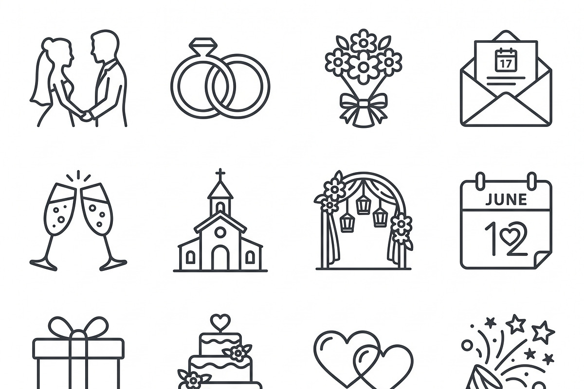 41 Wedding Event Icon Pack, an Outline Icon by adenpinkstore (Photo 2 of 17)