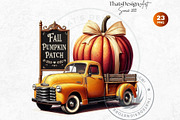 Fall trucks with pumpkins PNG, a Seasonal Illustration by ThatsDesignArt (Thumbnail 4 of 10)