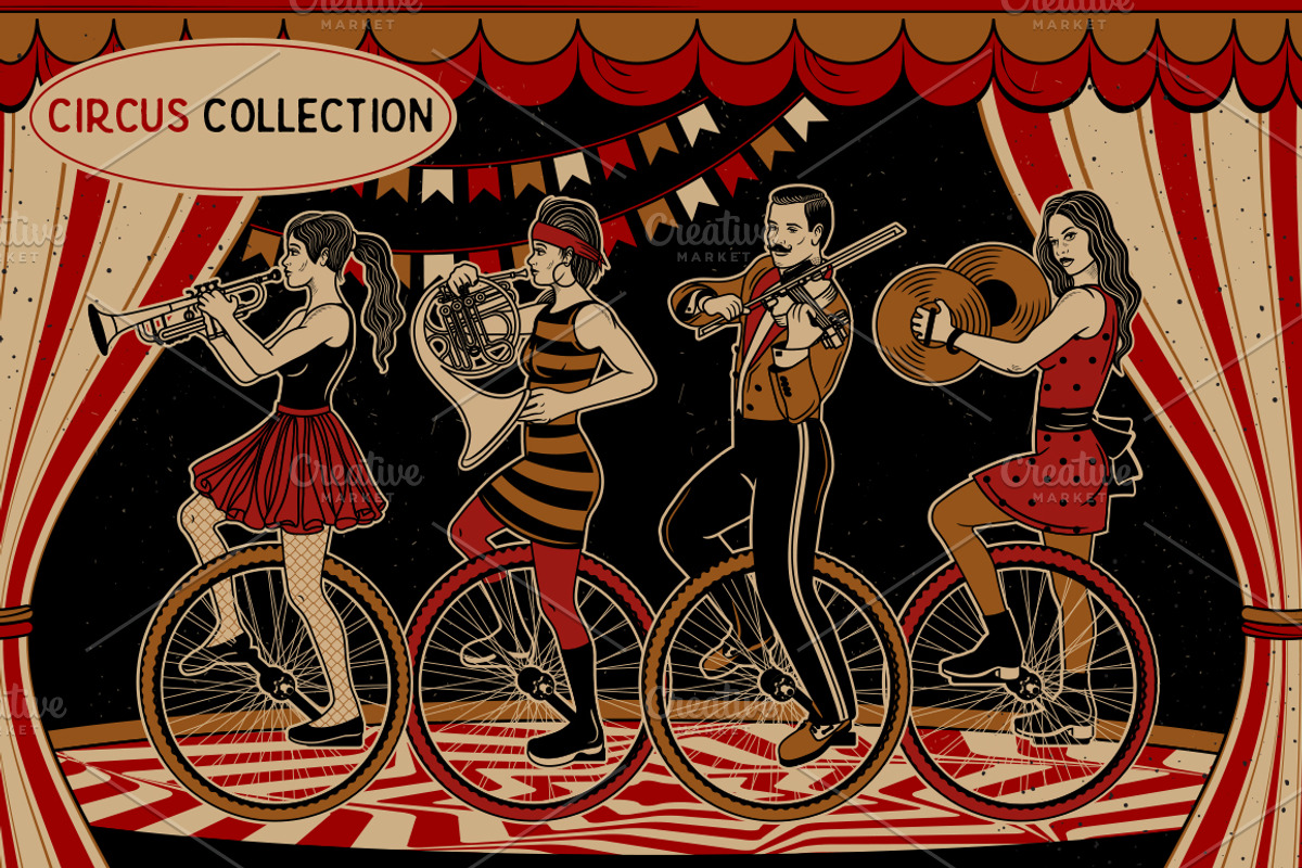 Vintage Circus Band Musicians., a Decorative Illustration by Moloko88 (Photo 1 of 5)