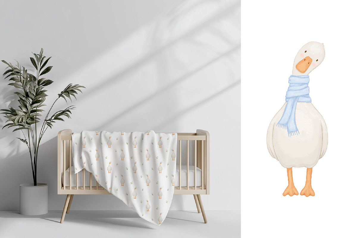 Cute goose illustrations and pattern, an Animal Illustration by ElenaPlatovaArt (Photo 9 of 20)