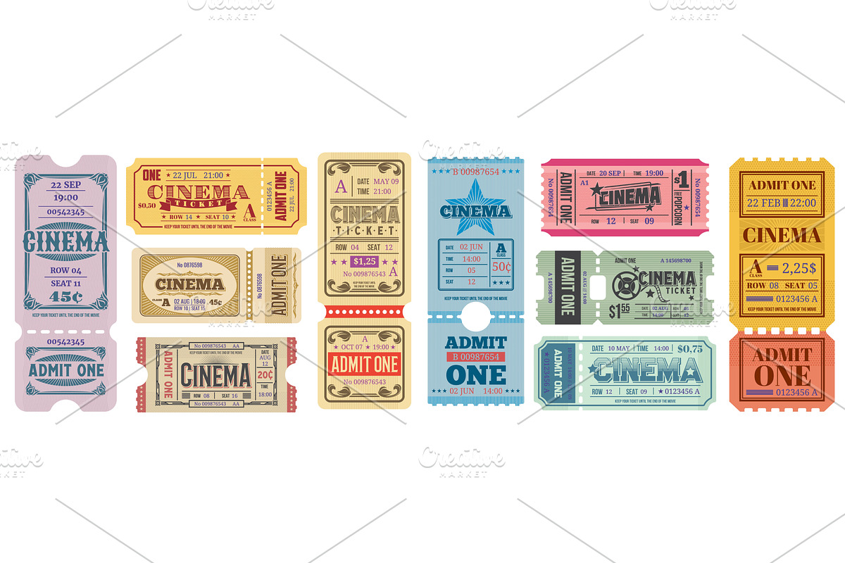 Old movie cinema tickets, a Sport Illustration by Vector Tradition
