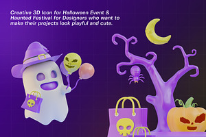 Halloween Scene Icon 3D Illustration