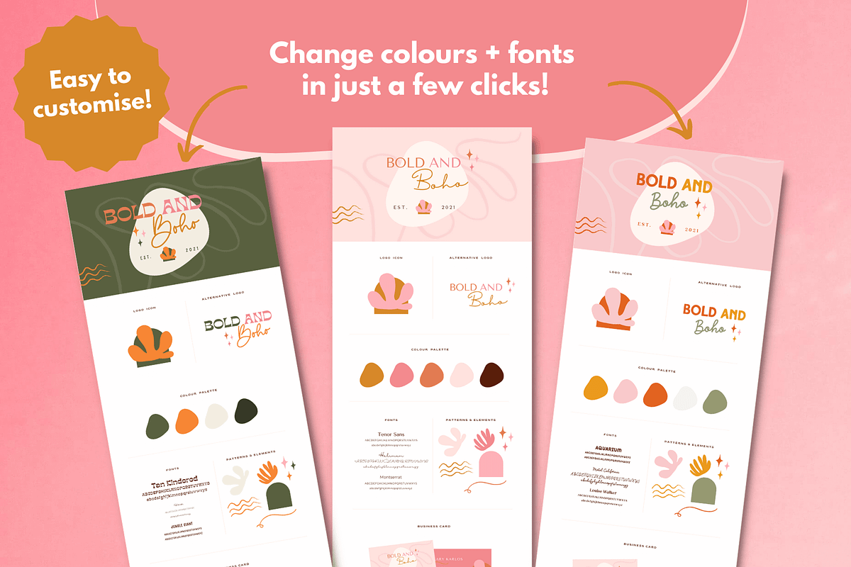 Boho logo design, Canva Branding Kit, a Branding & Logo Template by Kurly Creative (Photo 3 of 12)