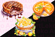 Fruit Pies Watercolor Clipart, a Food Illustration by LekoArt (Thumbnail 6 of 10)