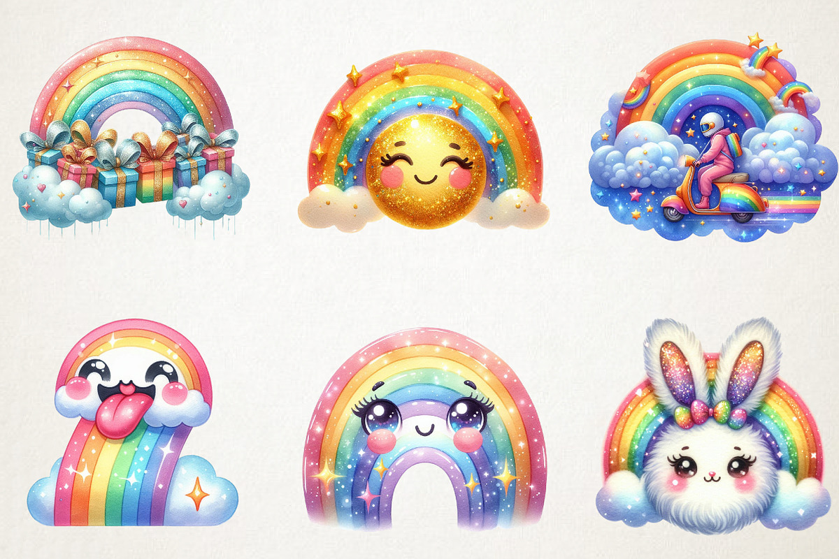 Smiling Rainbow Digital Sticker, an Illustration by RobertsArt (Photo 4 of 7)