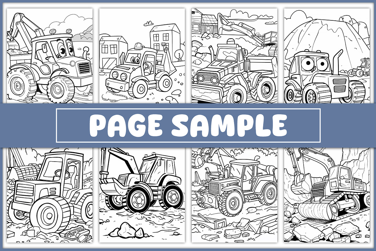 Construction Vehicles Coloring Pages, a Transportation Illustration by BrightMart (Photo 2 of 3)