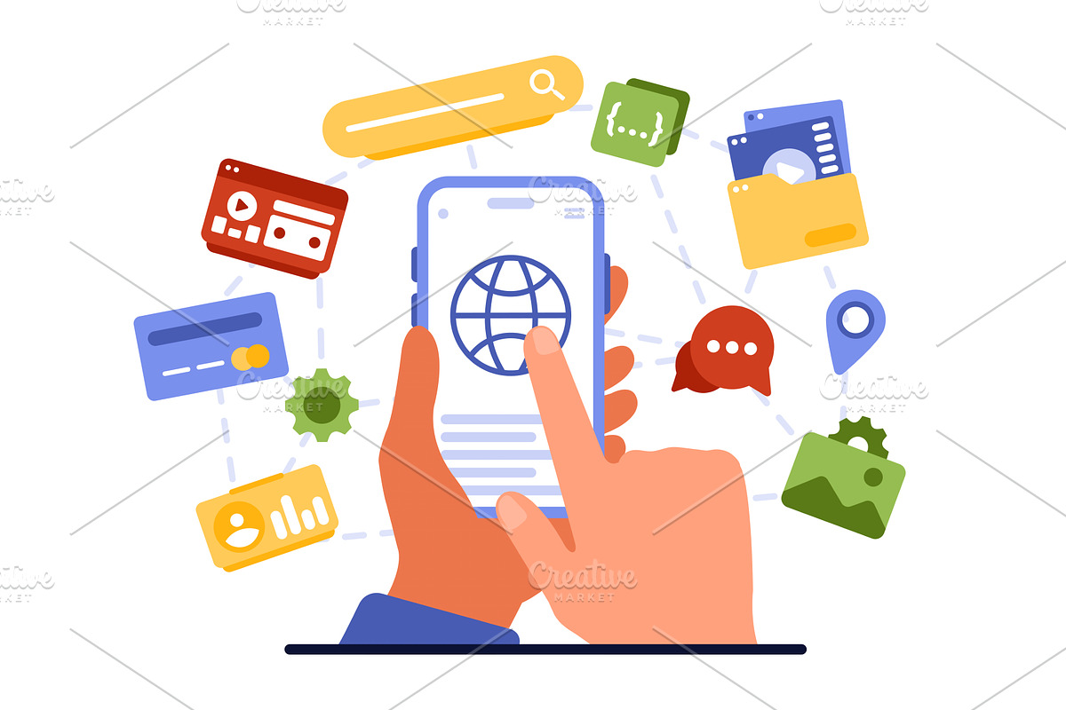 Smartphone Accessing Digital, a Technology Illustration by Flashvector