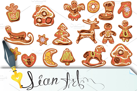 xmas gingerbread isolated on white preview 2